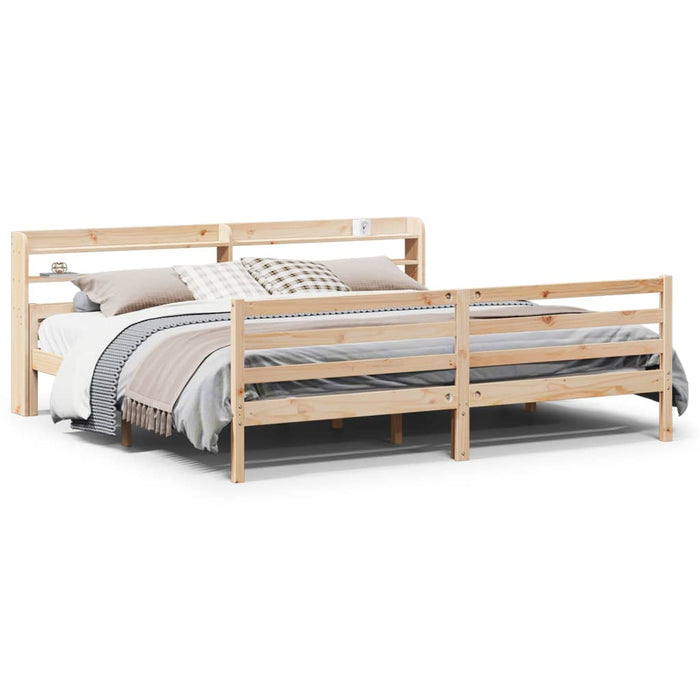 Cadru pat cu tăblie 200x200 cm, lemn masiv de pin - WALTI WALTI