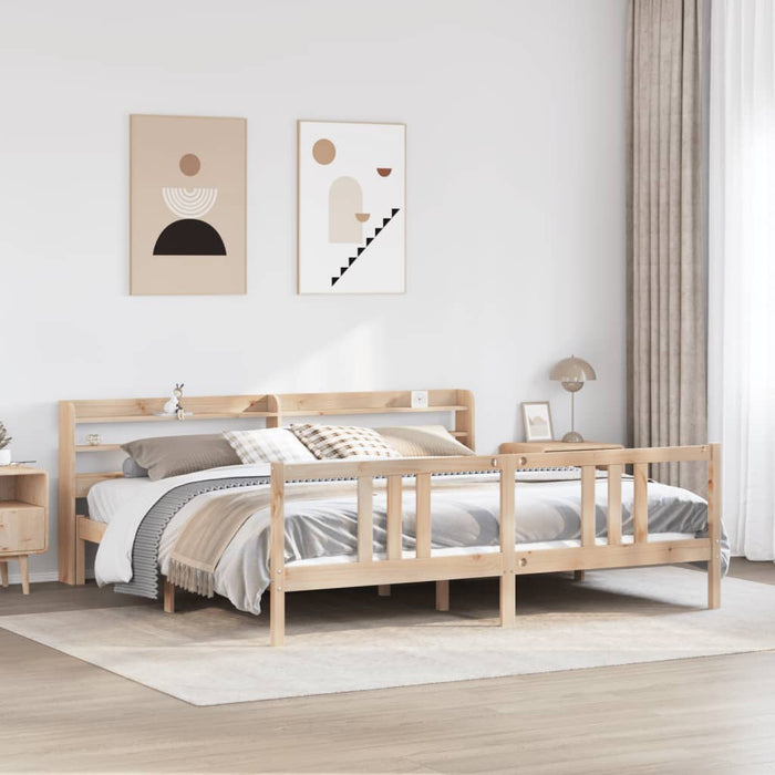 Cadru pat cu tăblie 200x200 cm, lemn masiv de pin - WALTI WALTI