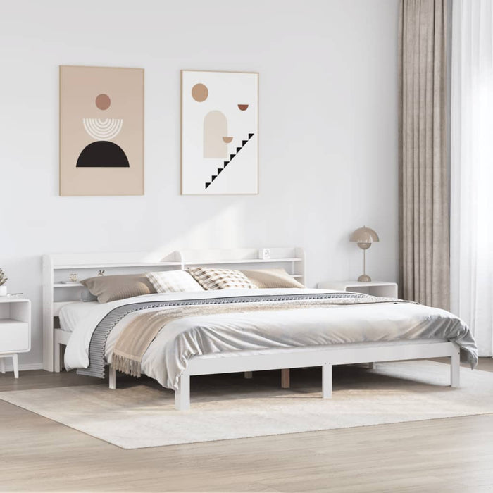 Cadru de pat cu tăblie fără saltea, alb, 200x200 cm - WALTI WALTI