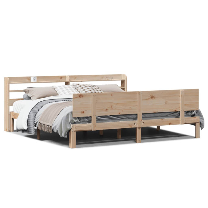 Cadru pat cu tăblie 200x200 cm, lemn masiv de pin WALTI
