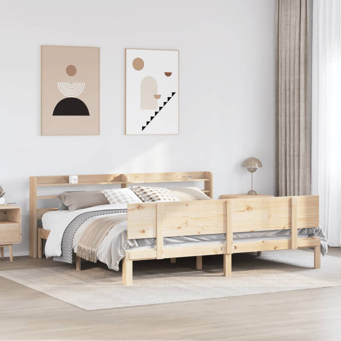 Cadru pat cu tăblie 200x200 cm, lemn masiv de pin WALTI