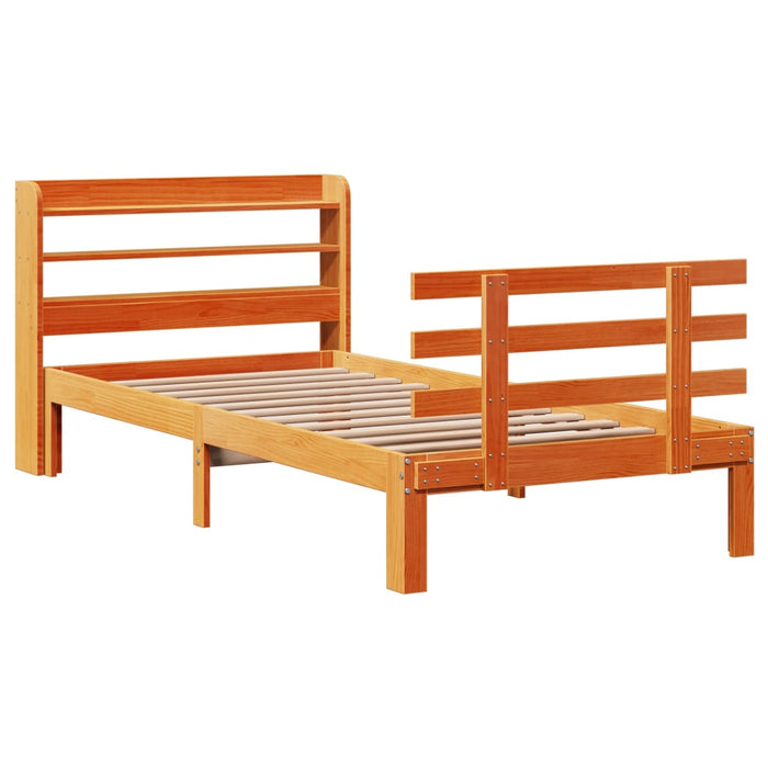 Cadru de pat cu tăblie, maro ceruit, 100x200 cm, lemn masiv pin - WALTI WALTI