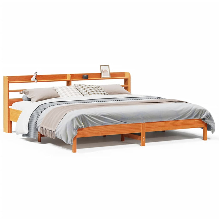 Cadru de pat fără saltea, maro ceruit 180x200 cm lemn masiv pin WALTI