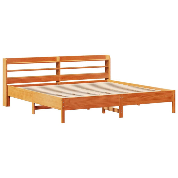 Cadru de pat fără saltea, maro ceruit 180x200 cm lemn masiv pin WALTI