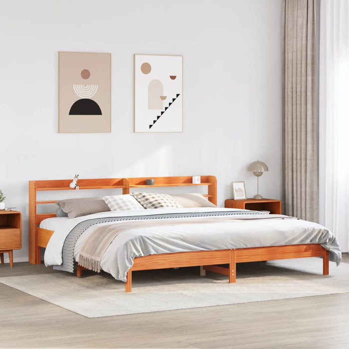 Cadru de pat fără saltea, maro ceruit 180x200 cm lemn masiv pin WALTI