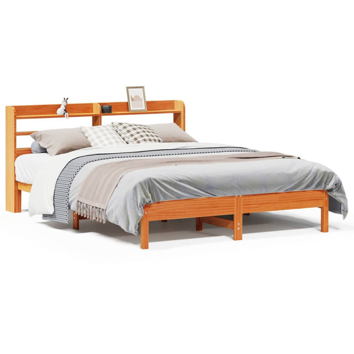 Cadru de pat fără saltea, maro ceruit 150x200 cm lemn masiv pin WALTI