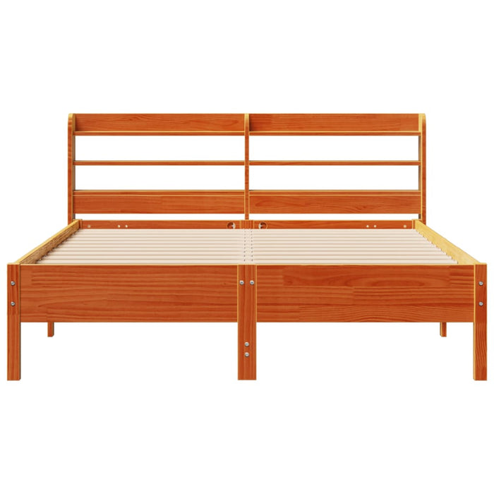 Cadru de pat fără saltea, maro ceruit 150x200 cm lemn masiv pin WALTI