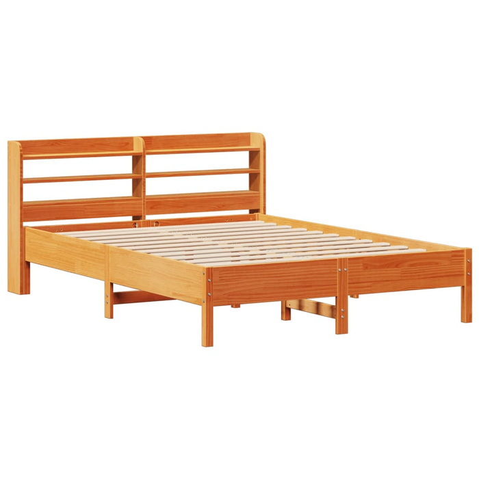 Cadru pat fără saltea, maro ceruit, 135x190 cm, lemn masiv pin - WALTI WALTI