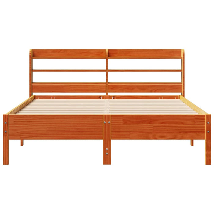 Cadru pat fără saltea, maro ceruit, 135x190 cm, lemn masiv pin - WALTI WALTI