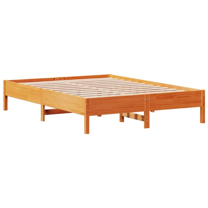 Cadru pat fără saltea, maro ceruit, 135x190 cm, lemn masiv pin - WALTI WALTI