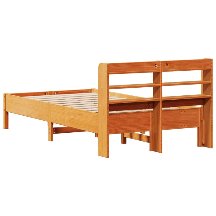 Cadru pat fără saltea, maro ceruit, 120x190 cm, lemn masiv pin - WALTI WALTI
