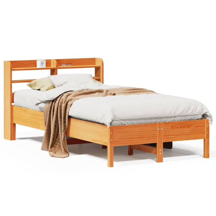 Cadru pat fără saltea, maro ceruit, 75x190 cm, lemn masiv pin - WALTI WALTI