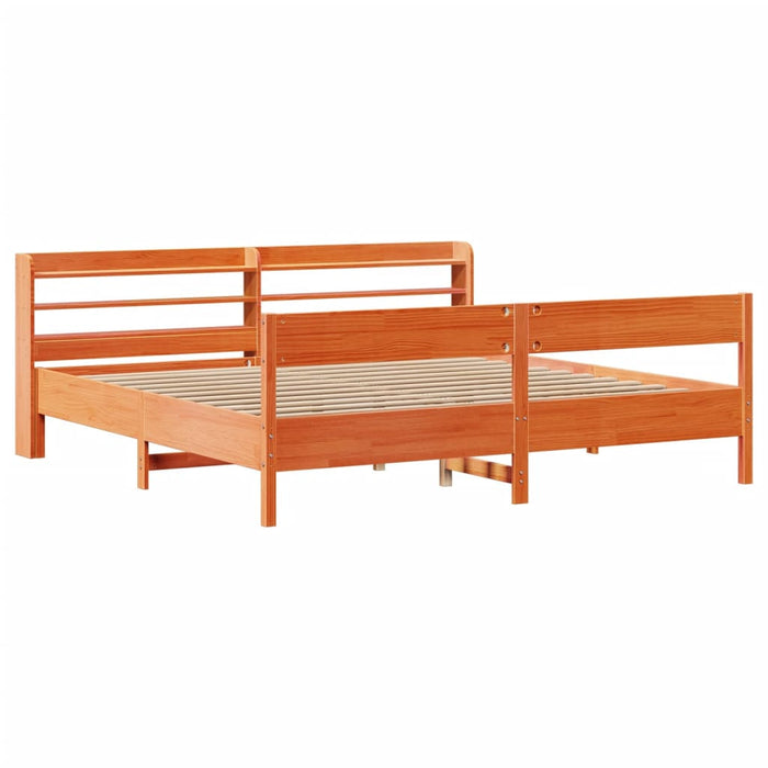 Cadru de pat fără saltea, maro ceruit 200x200 cm lemn masiv pin - WALTI WALTI