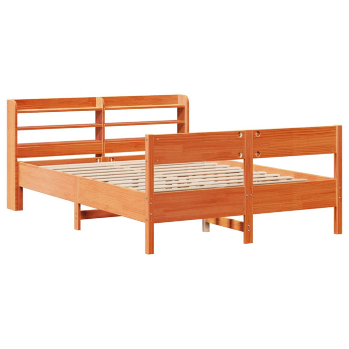 Cadru de pat fără saltea, maro ceruit 150x200 cm lemn masiv pin WALTI