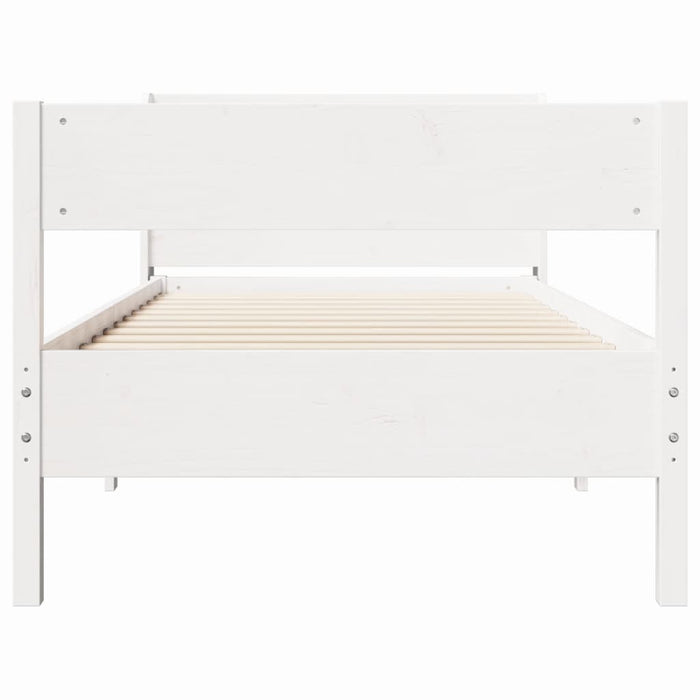 Cadru pat fără saltea, alb, 100x200 cm, lemn masiv pin - WALTI WALTI