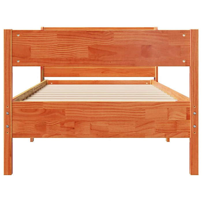 Cadru pat fără saltea, maro ceruit, 75x190 cm, lemn masiv pin - WALTI WALTI