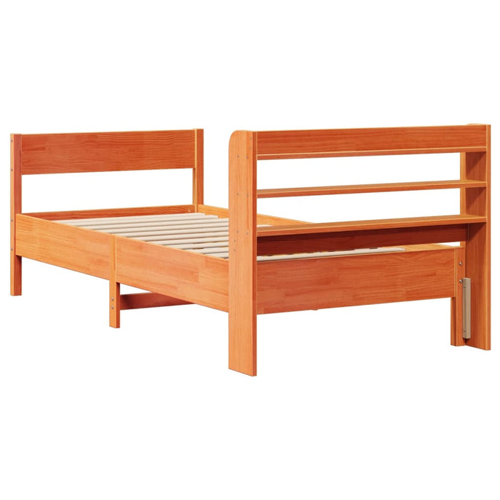 Cadru pat fără saltea, maro ceruit, 75x190 cm, lemn masiv pin - WALTI WALTI