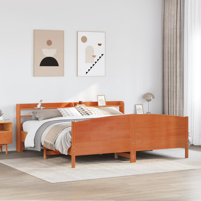 Cadru de pat fără saltea, maro ceruit 180x200 cm lemn masiv pin - WALTI WALTI
