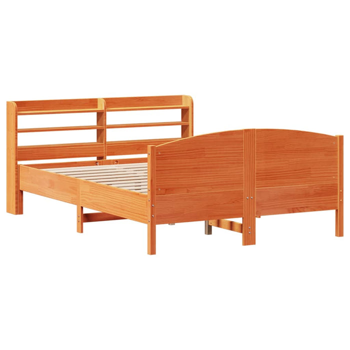 Cadru pat fără saltea, maro ceruit, 135x190 cm, lemn masiv pin - WALTI WALTI