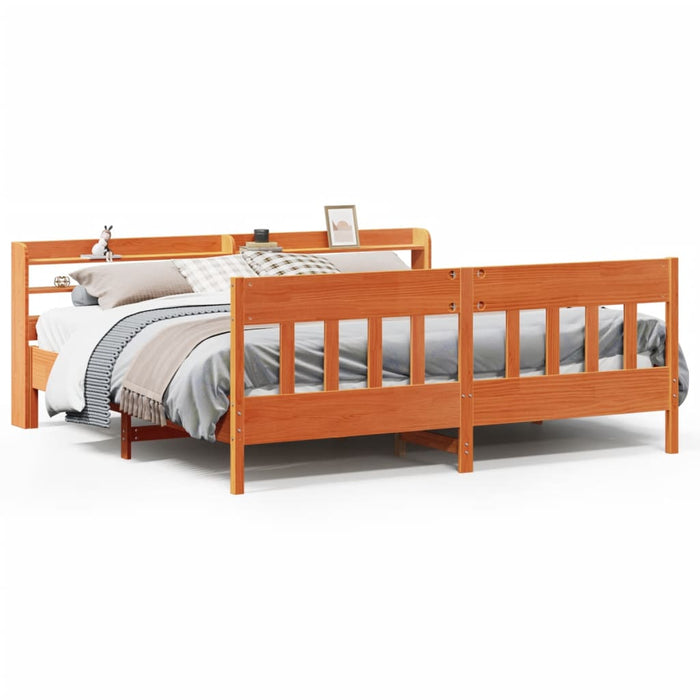 Cadru de pat fără saltea, maro ceruit 180x200 cm lemn masiv pin - WALTI WALTI