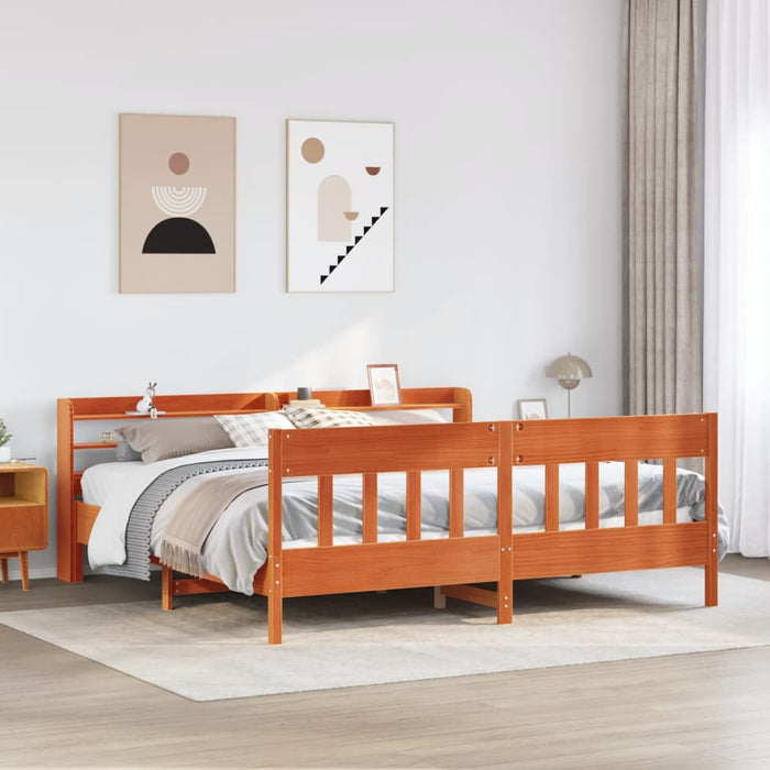Cadru de pat fără saltea, maro ceruit 180x200 cm lemn masiv pin - WALTI WALTI