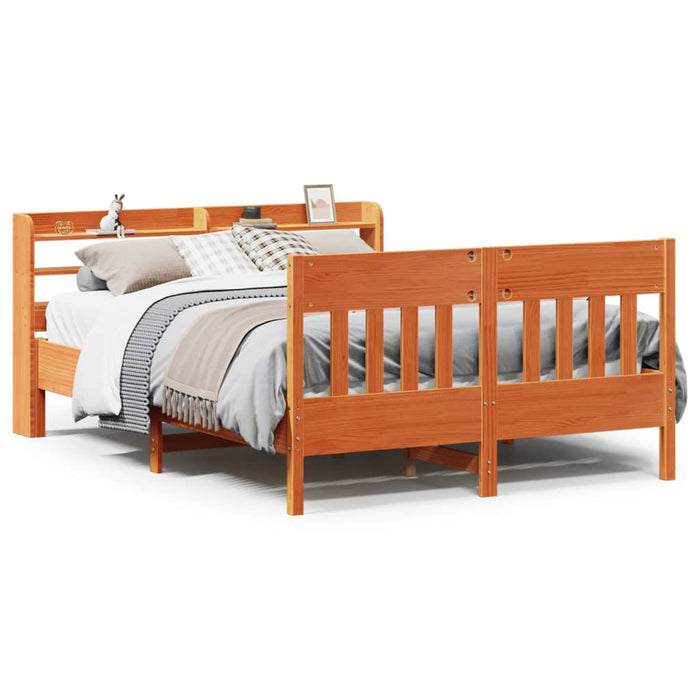 Cadru de pat fără saltea, maro ceruit 150x200 cm lemn masiv pin - WALTI WALTI