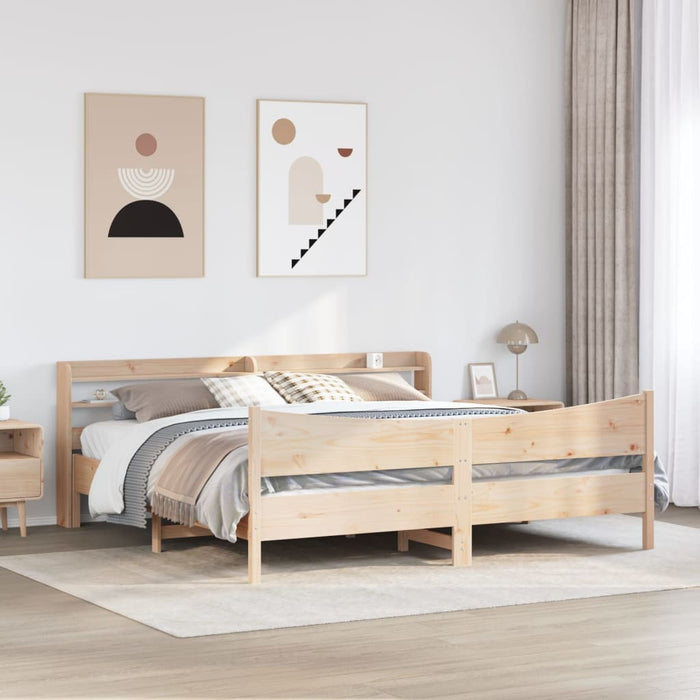 Cadru pat cu tăblie 200x200 cm, lemn masiv de pin - WALTI WALTI