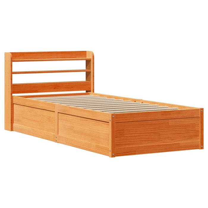 Cadru de pat cu tăblie, maro ceruit, 75x190 cm, lemn masiv pin - WALTI WALTI