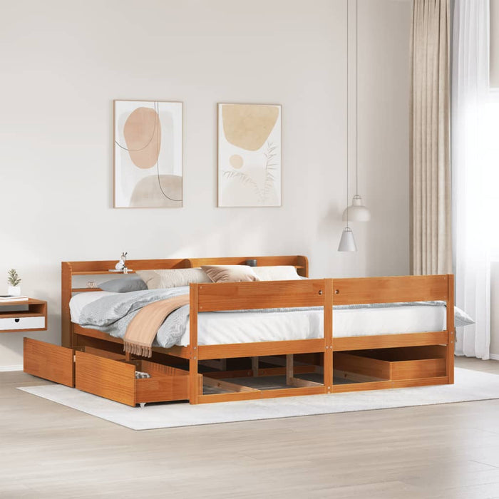 Cadru de pat fără saltea, maro ceruit 180x200 cm lemn masiv pin - WALTI WALTI