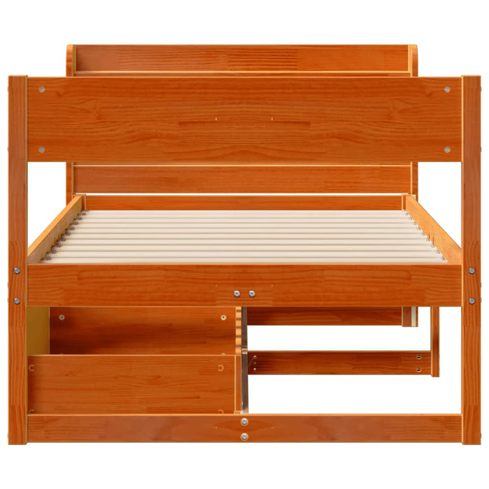 Cadru pat fără saltea, maro ceruit, 75x190 cm, lemn masiv pin - WALTI WALTI