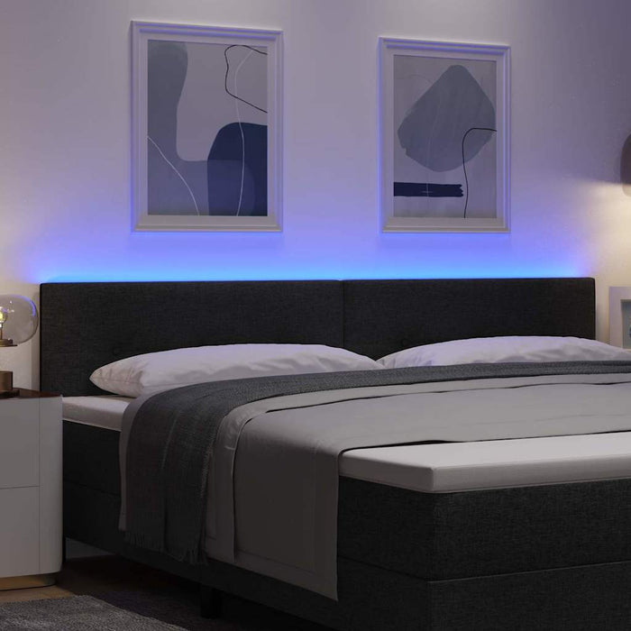 Tăblie LED cu benzi LED cu headboard Negru 200 cm țesătură WALTI