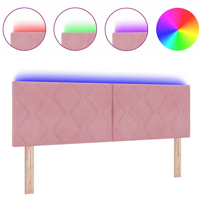 Tăblie LED cu lumini cu bandă LED Geometric Roz 160 cm Catifea - WALTI WALTI