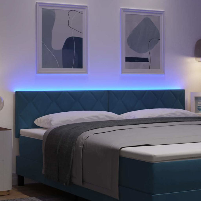 Tăblie LED Geometric Manual Albastru închis 180 cm Catifea - WALTI WALTI