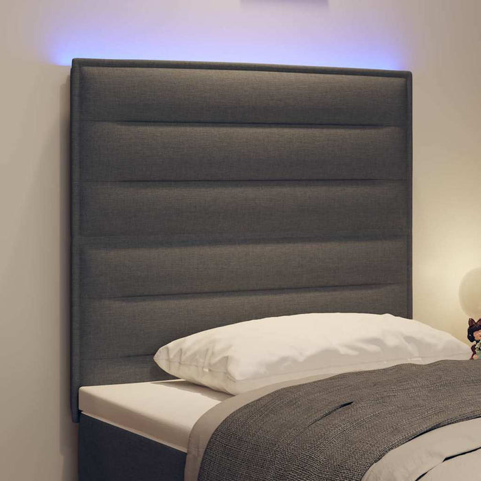 Tăblie LED cu benzi LED cu headboard Gri închis 90 cm țesătură WALTI