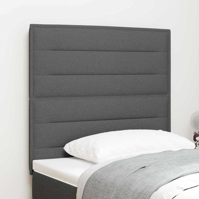 Tăblie LED cu benzi LED cu headboard Gri închis 90 cm țesătură WALTI