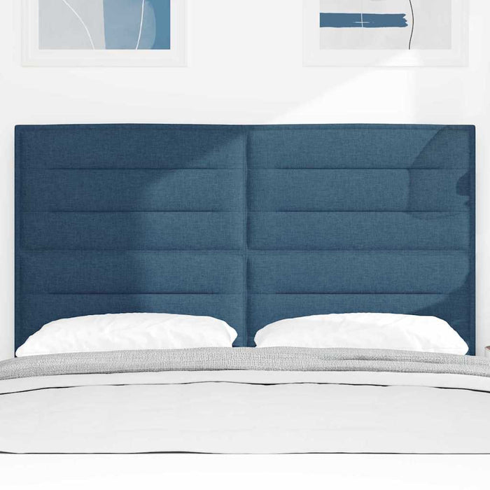 Tăblie LED cu benzi LED cu headboard albastru 160 cm țesătură WALTI