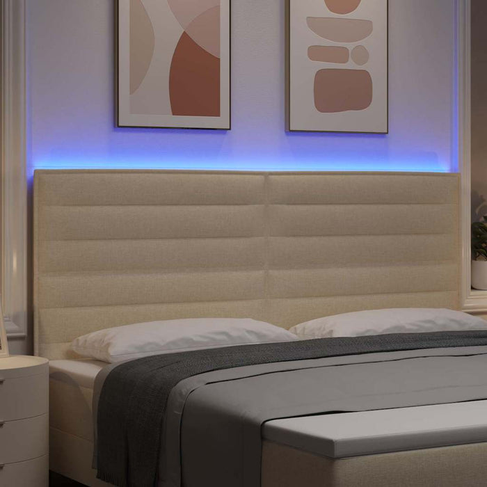 Tăblie LED cu benzi LED cu headboard Crem 200 cm țesătură - WALTI WALTI