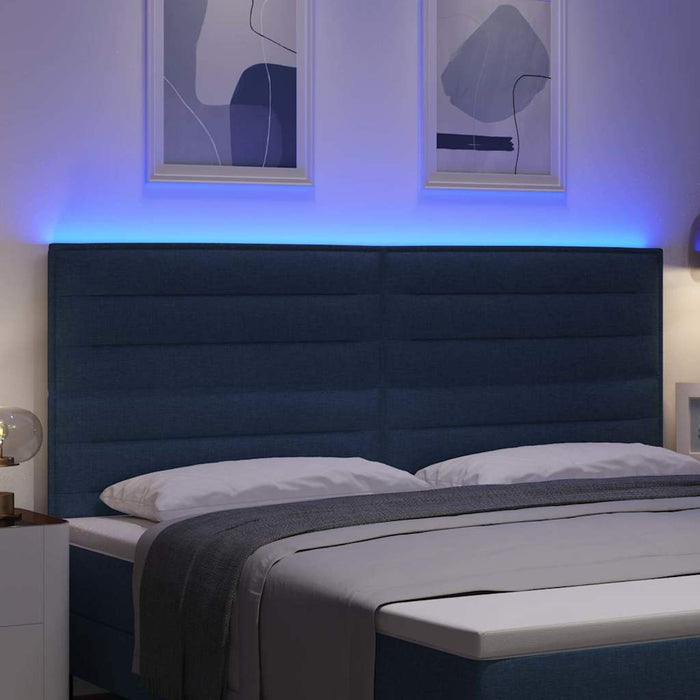 Tăblie LED cu benzi LED cu headboard albastru 200 cm țesătură - WALTI WALTI