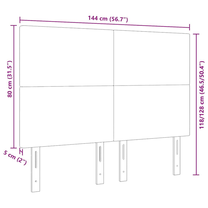 Tăblie LED cu benzi LED Gri închis 144 cm Țesătură din corduroy WALTI