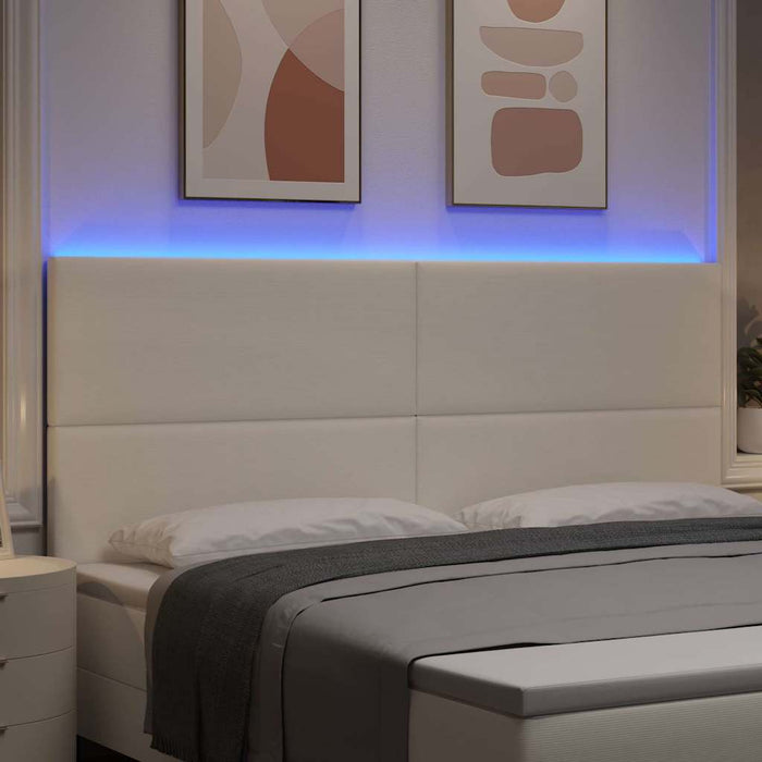 Tăblie LED cu benzi LED Crem 200 cm Țesătură din corduroy - WALTI WALTI