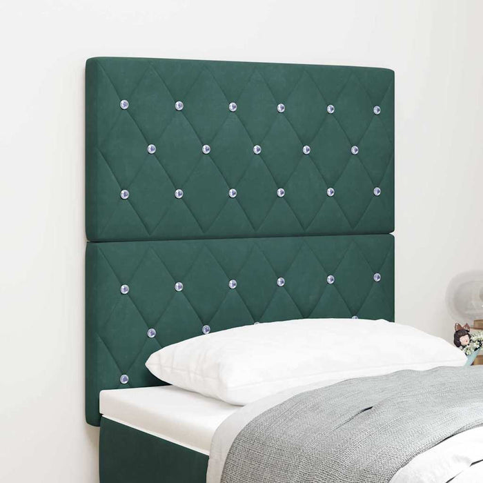 Tăblie LED cu benzi LED cu headboard Verde închis 80 cm Catifea WALTI