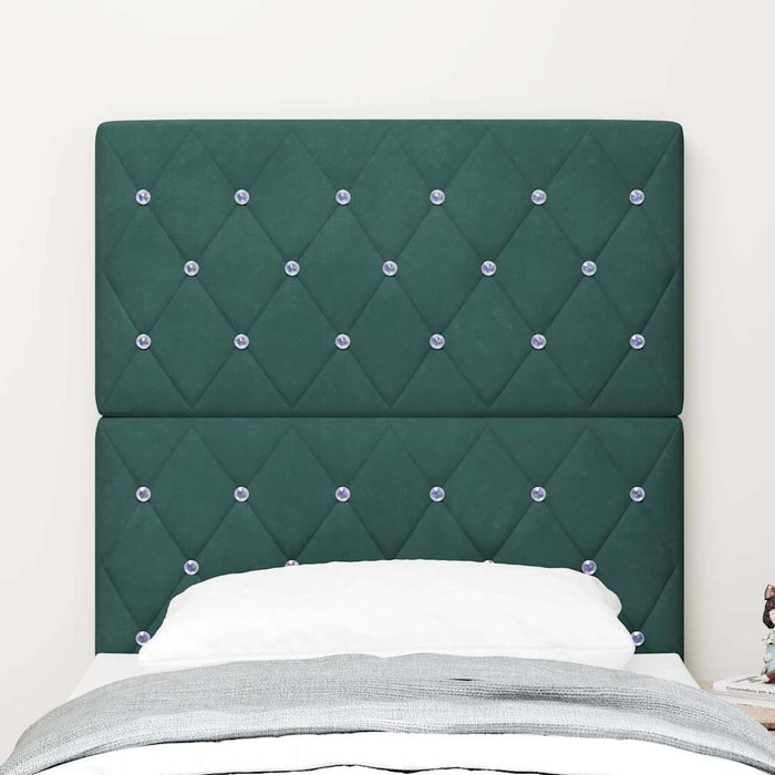 Tăblie LED cu benzi LED cu headboard Verde închis 80 cm Catifea WALTI