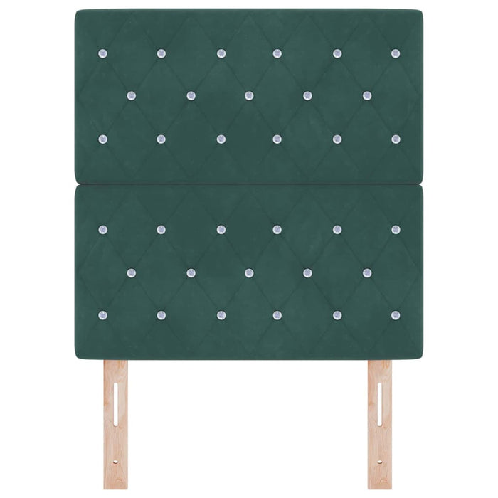 Tăblie LED cu benzi LED cu headboard Verde închis 80 cm Catifea WALTI