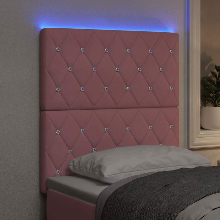 Tăblie LED cu benzi LED cu headboard Manual Roz 80 cm Catifea - WALTI WALTI