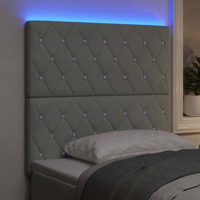 Tăblie LED cu benzi LED cu headboard Gri deschis 80 cm Catifea WALTI
