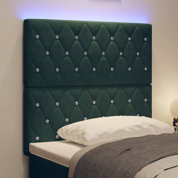 Tăblie LED cu benzi LED cu headboard Verde închis 90 cm Catifea - WALTI WALTI