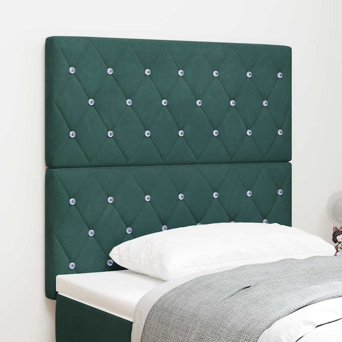 Tăblie LED cu benzi LED cu headboard Verde închis 90 cm Catifea - WALTI WALTI