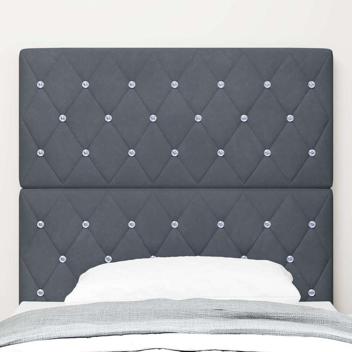 Tăblie LED cu benzi LED cu headboard Gri închis 100 cm Catifea WALTI