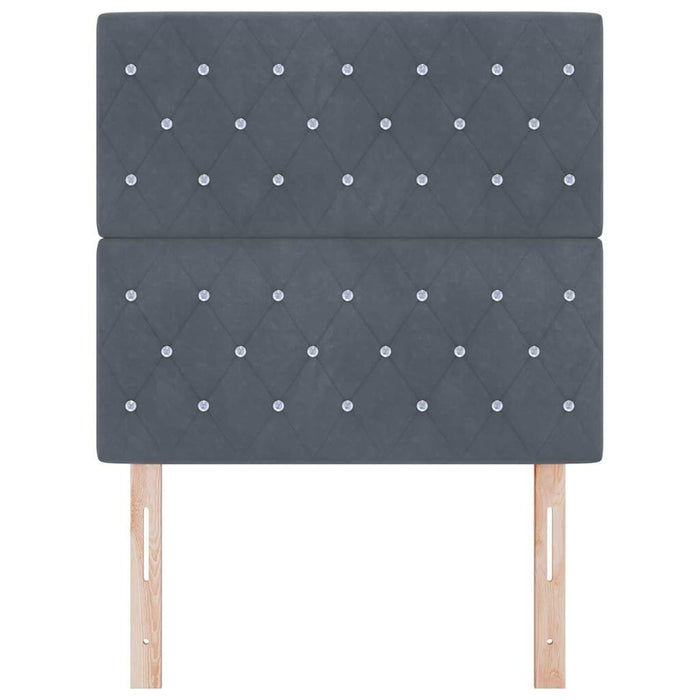 Tăblie LED cu benzi LED cu headboard Gri închis 100 cm Catifea WALTI