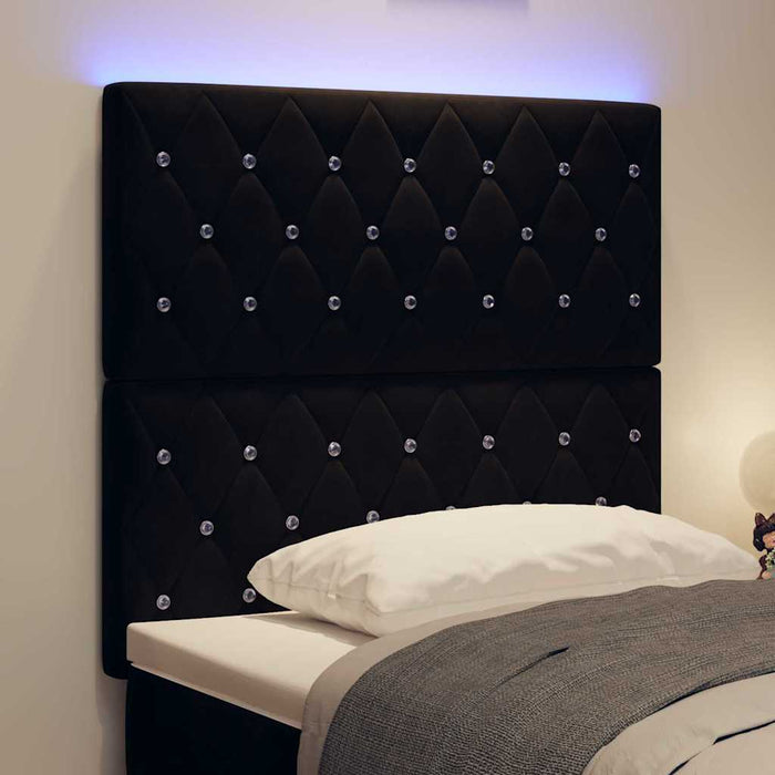 Tăblie LED cu benzi LED cu headboard Negru 100 cm Catifea WALTI